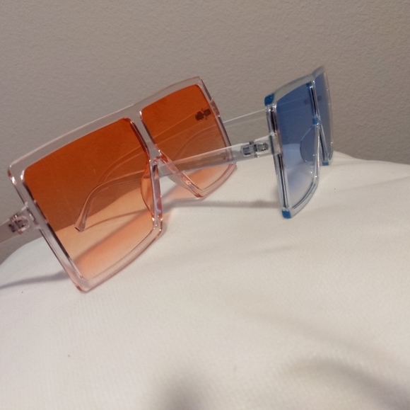 Orange and Blue Oversized Polarized Sunglasses - Picture 5 of 6